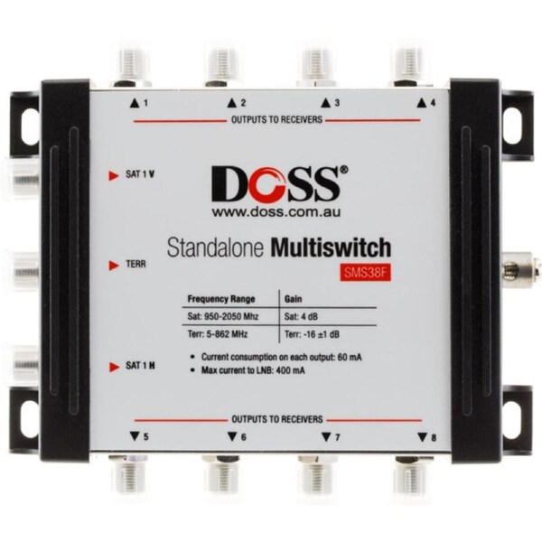 DOSS Satellite 3-IN 8-OUT Multiswitch 5-2150MHZ F-TYPE FTA