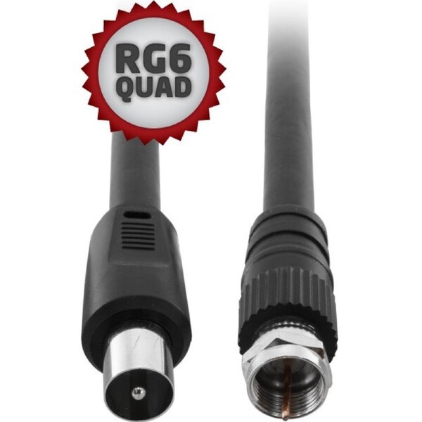 1.5M RG6QUAD PAL TO 'F' FLYLEAD LEAD BLACK