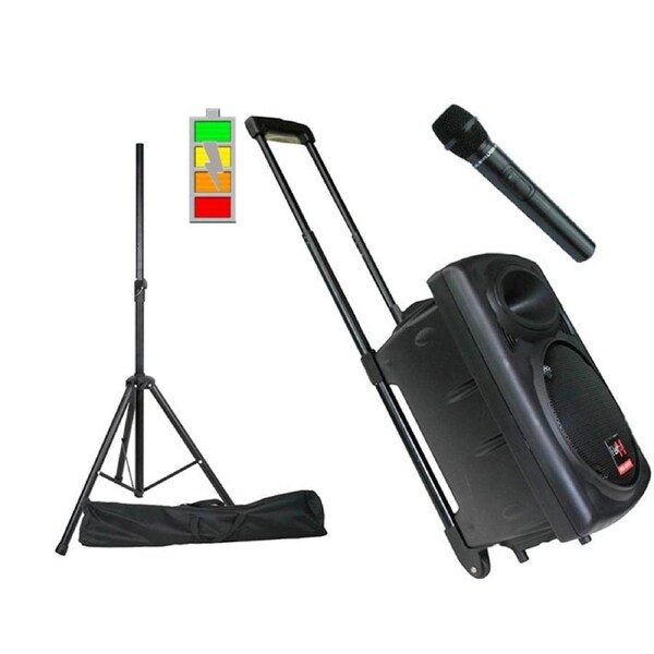 E-lektron 10 Inch Speaker Set 500W Mobile PA Sound System Battery Bluetooth Portable With 1 Wireless Microphones with Stand