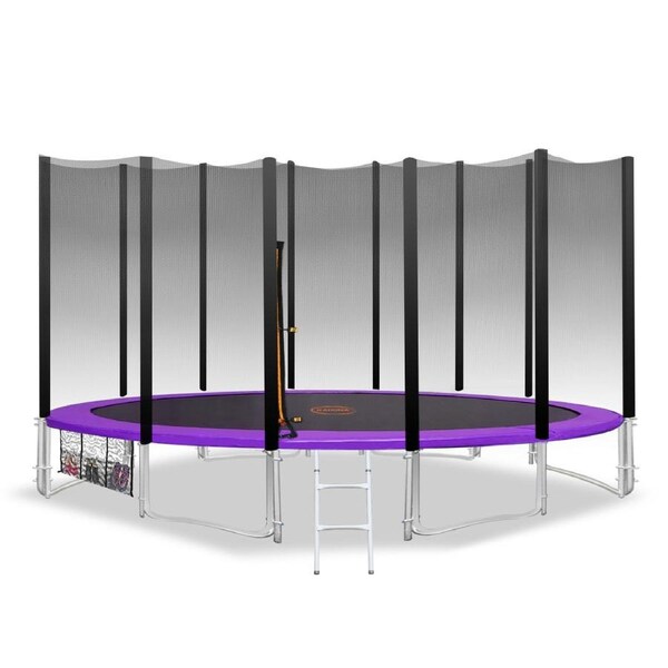 Kahuna 14ft Blizzard Round Trampoline Jumper Bouncer Free Safety Net Pad Mat Ladder Shoe Tidy Purple