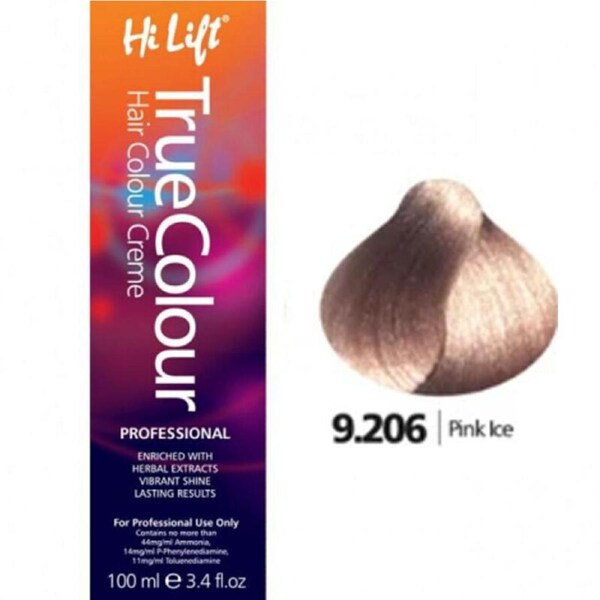 Hi Lift True Colour Permanent Hair Dye Cream Styling Color 9.206 Pink Ice 100ml
