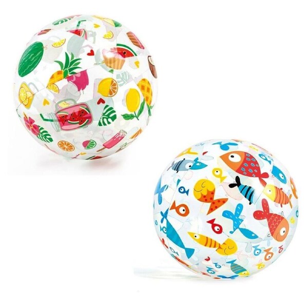 2x Intex 51cm Lively Print Balls Beach Toy Kids 3y+ Pool Party Water Play Assort
