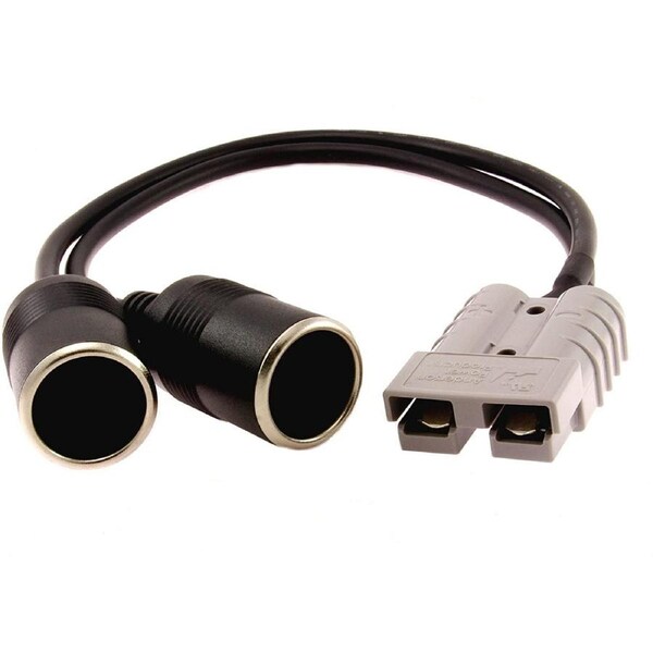 POWERTECH 50A Anderson to 15A Double Cigarette Lighter Sockets Adaptor 12V Caravan Camping