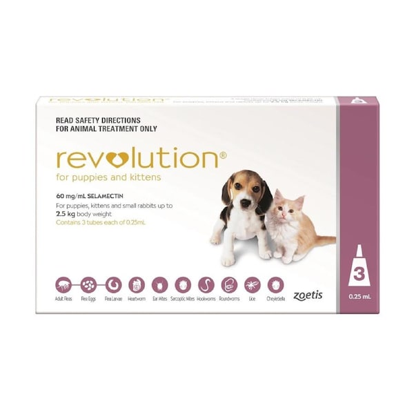 Revolution Flea & Worm Control for Puppies and Kittens - 3 pack