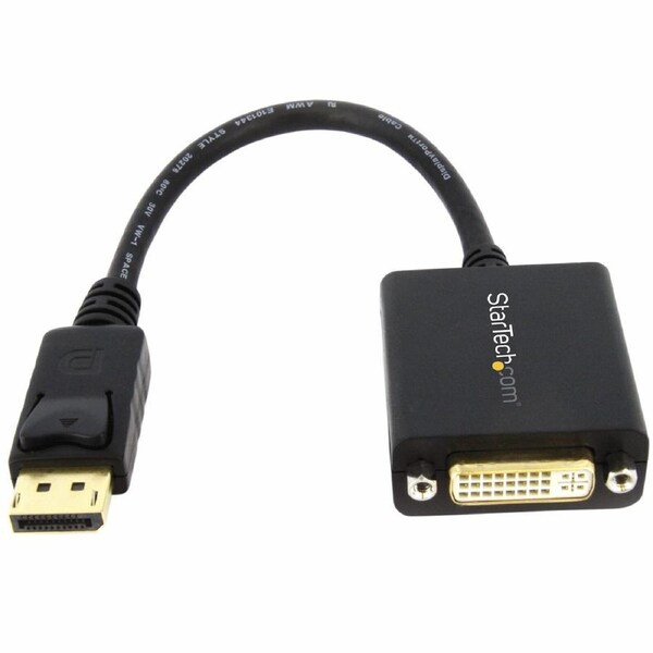 Star Tech DisplayPort To DVI Adapter Latching BK 1080p 60Hz 1.2 HBR2 DVI-D 15cm