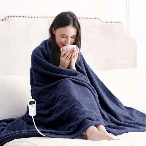 New Smart Heated Throw Rug / Electric Snuggle Blanket Machine Washable Ocean