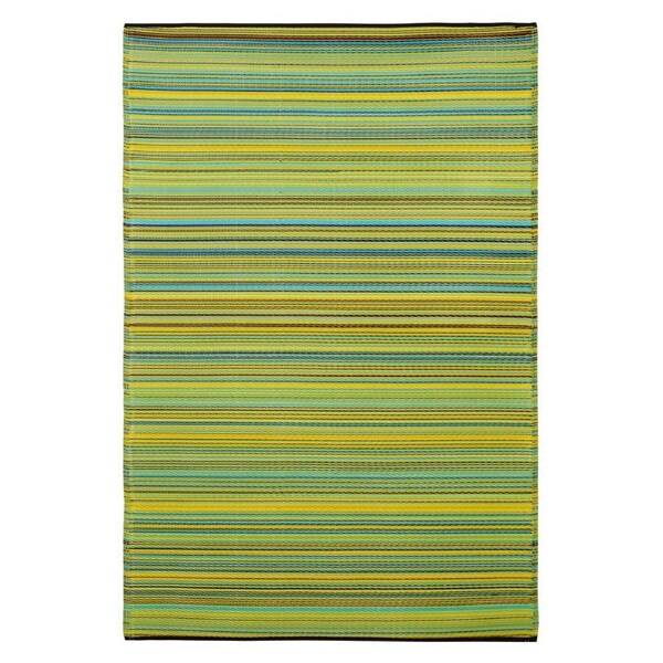 Cancun Lemon and Apple Green Outdoor Rug - 180 x 270 cm - Weatherproof Rug, Recycled Plastic, Sustainable, Eco Friendly UV Resistant, Durable Outdoor, Patio Rug, Fade Resistant