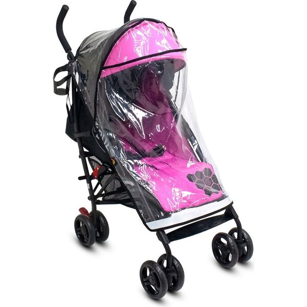 Vee Bee Buz 108cm Reclining Stroller/Pram Newborn Rose Pink w/ 97cm Storm Covers