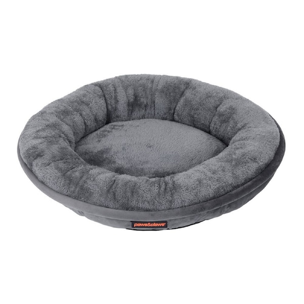 Paws & Claws 60cm Moscow Dog/Cat/Pet Plush/Velvet Small Round Bed/Non Slip Grey