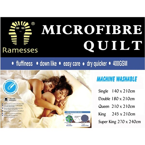 400GSM Winter Microfibre Quilt / Doona Single Size Bed