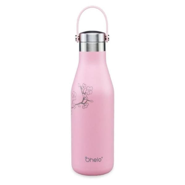 O'Helo 500ml Double Walled Insulated Drink Bottle With Etched Blossoms - Pink