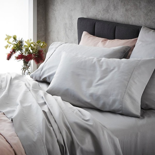 Ashton Fitted Sheet King Single Light Light Grey MyHouse