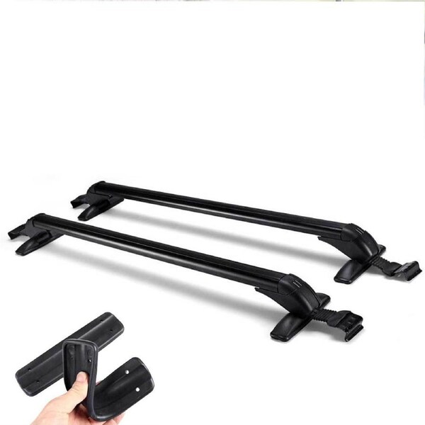One Pair Roof Rack Cross Bars Suv Sedan Luggage Carrier Rain Grooves Black