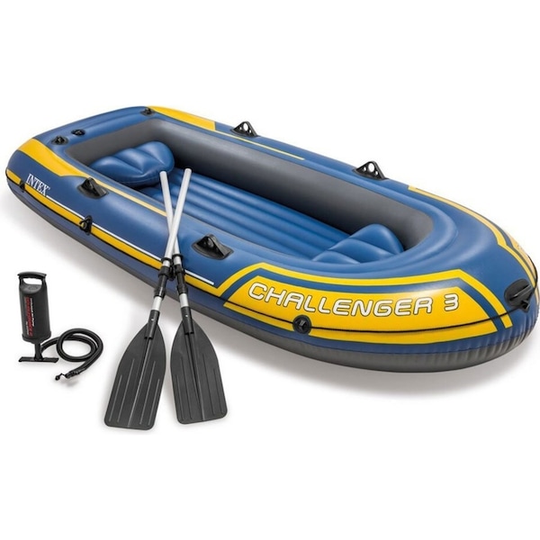Intex 295cm Challenger 3 Inflatable/Floating Sports Boat w/ Oars/Paddles 14y+