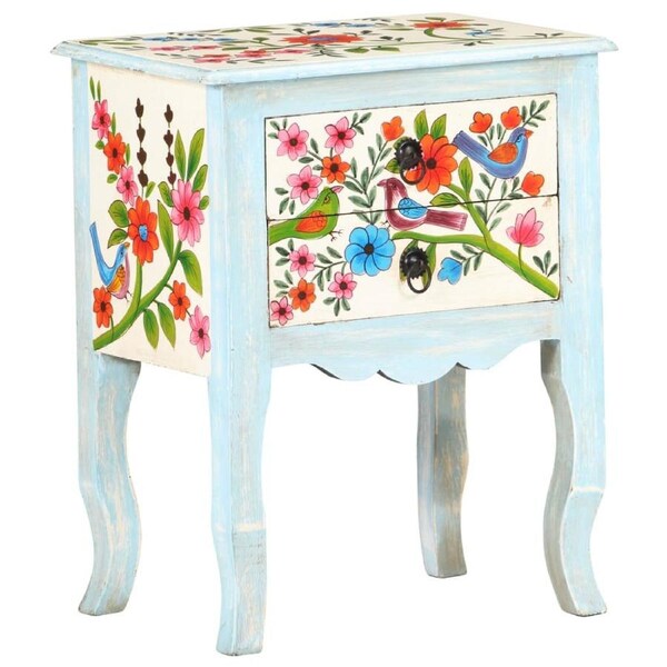 Hand Painted Bedside Cabinet 40x30x50 cm Solid Mango Wood vidaXL