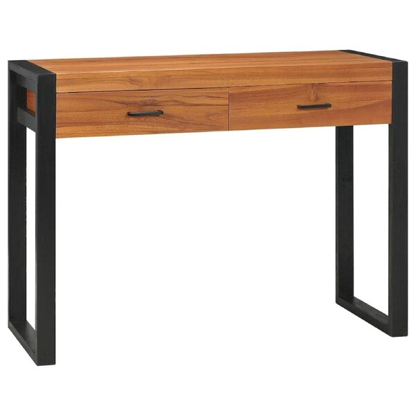 Desk with 2 Drawers 100x40x75 cm Teak Wood vidaXL