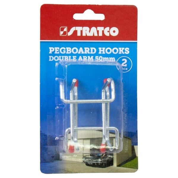 Stratco Pegboard Hooks Double Prong 2 Pieces 50mm