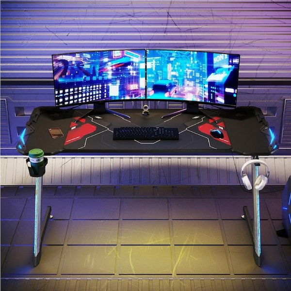 ELEGANT Gaming Desk Computer Office RGB LED Desktop 1400x600x750mm