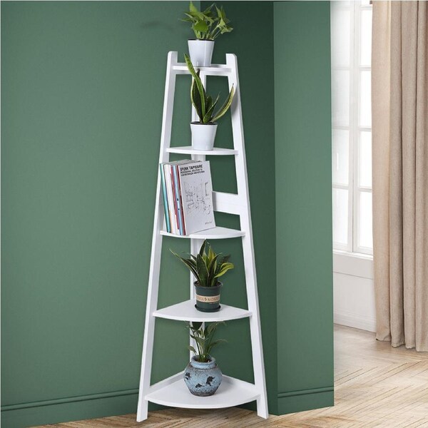 Levede 5-Tier Corner Shelf Ladder Display White