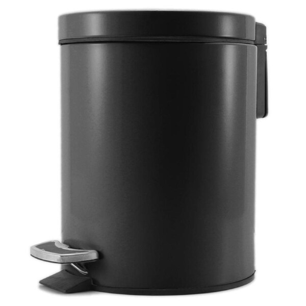 SOGA Foot Pedal Stainless Steel Rubbish Recycling Garbage Waste Trash Bin Round 12L Black