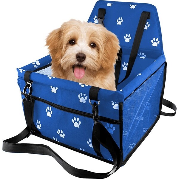 SOGA Waterproof Pet Booster Car Seat Breathable Mesh Safety Travel Portable Dog Carrier Bag Blue