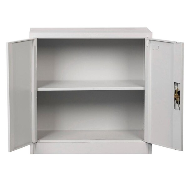 2 Door Half Height Metal Cabinet Office & Workshop Storage Organisation