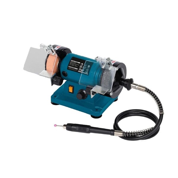 Flexible Shaft Bench Grinder 3" 75mm, 39pc Acc&4 Wheels, Mini Jewelry Polisher