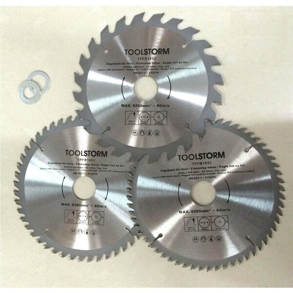3PC Circular Saw Blades 185mm 24T,48T,60Teeth 30MM BORE With 3 Reduction