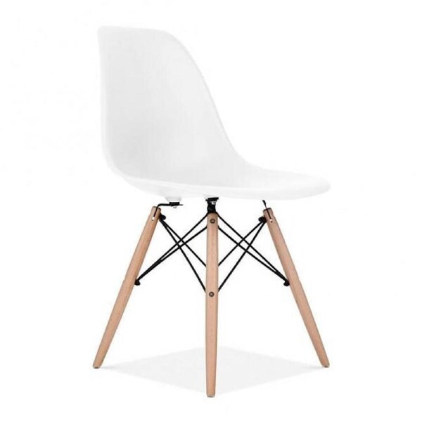 Retro Eiffel Dining Chairs DSW Cafe Kitchen Beech Wooden 2x White Chairs