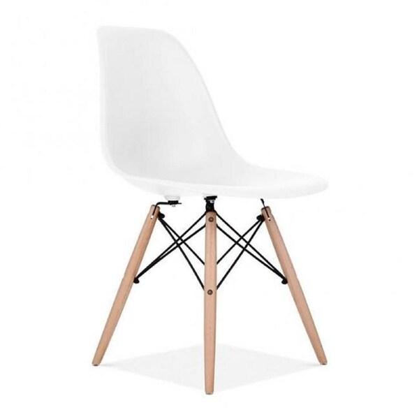 Retro Eiffel Dining Chairs DSW Cafe Kitchen Beech Wooden 4x White Chairs