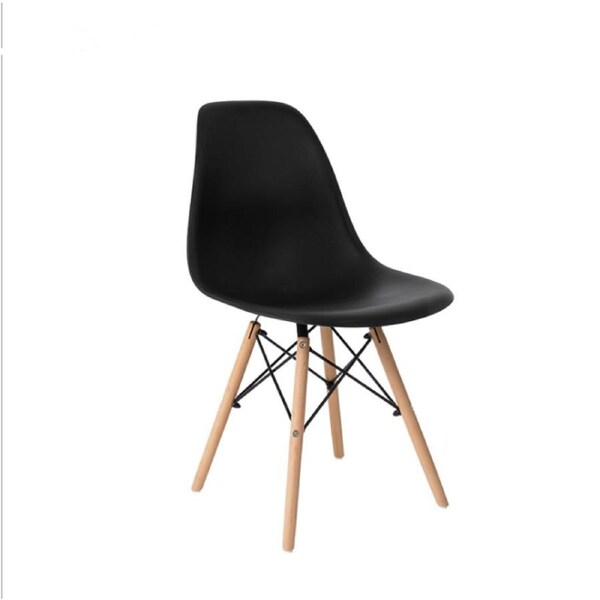Retro Eiffel Dining Chairs DSW Cafe Kitchen Beech Wooden 8x Black Chairs