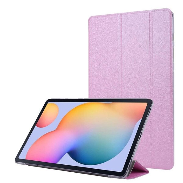 For Samsung Galaxy Tab S8 (2022)/Tab S7 (2020) Case, Silk Magnetic PU Leather Case, Stand, Pen Slot, Pink