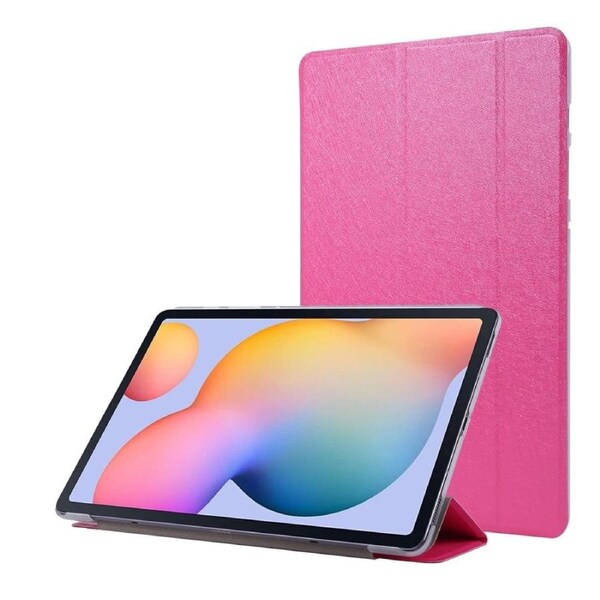 For Samsung Galaxy Tab S8 (2022)/Tab S7 (2020) Case, Silk Magnetic PU Leather Case, Stand, Pen Slot, Rose Red