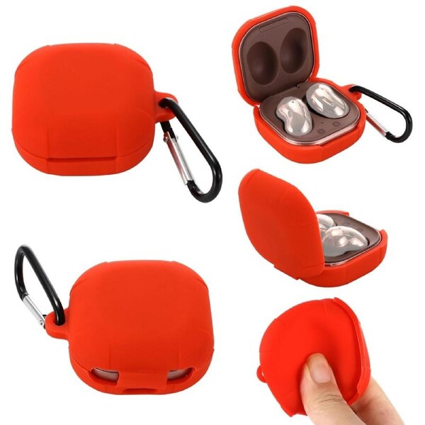 For Samsung Galaxy Buds Live / Galaxy Buds Pro Case, Silicone Case, Hook, Red