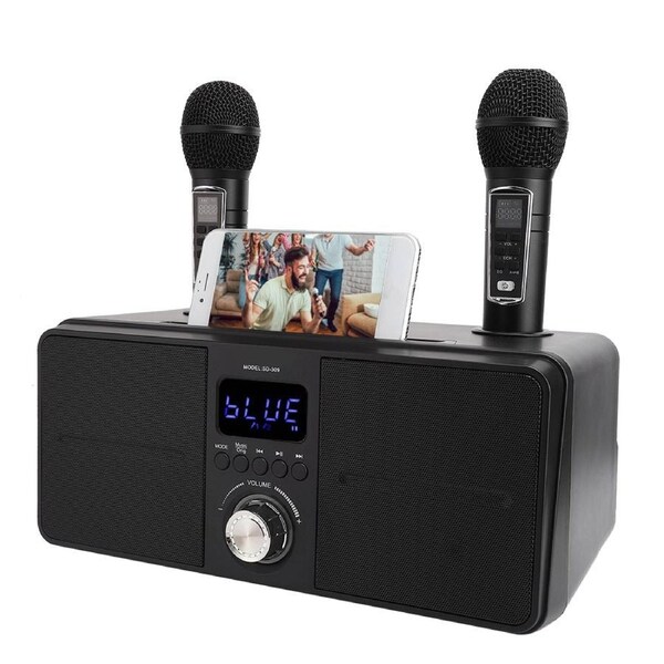 Wireless Bluetooth Karaoke 2PCS Microphone Speaker Handheld Mic ...