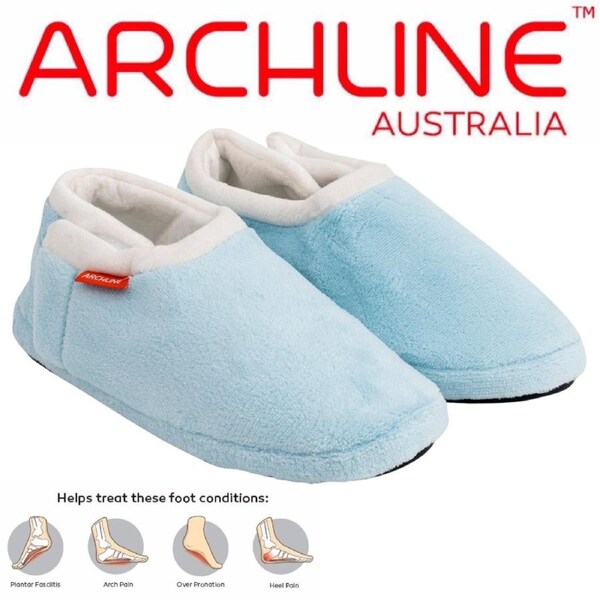 ARCHLINE Orthotic Slippers Closed Scuffs Pain Relief Moccasins - Sky Blue EUR 39