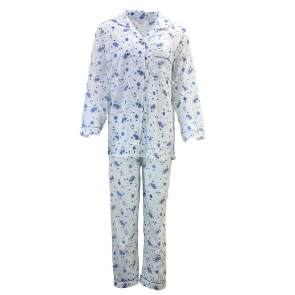 Womens PYJAMAS PJs Set Pajamas Ladies Cotton PJ Womens Long Sleeve Sleepwear Blue / 12