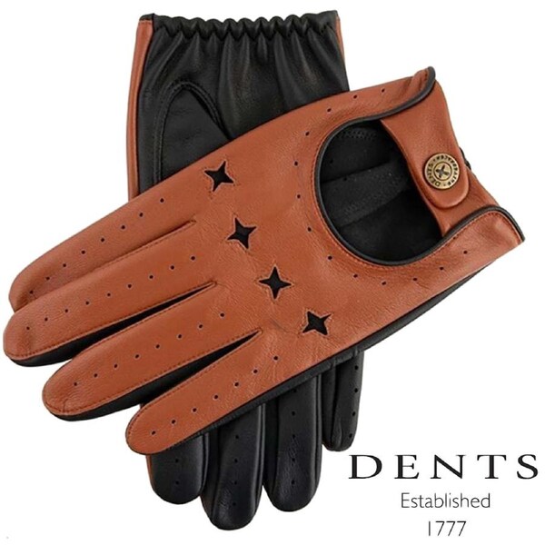 Dents The Suited Racer x Dents Touchscreen Leather Driving Gloves Limited Ed - Tan/Black Small
