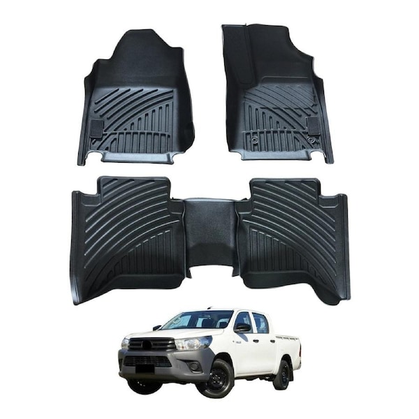 3D Floor Mats for Toyota Hilux Dual Cab 2015-2025 Auto Trans