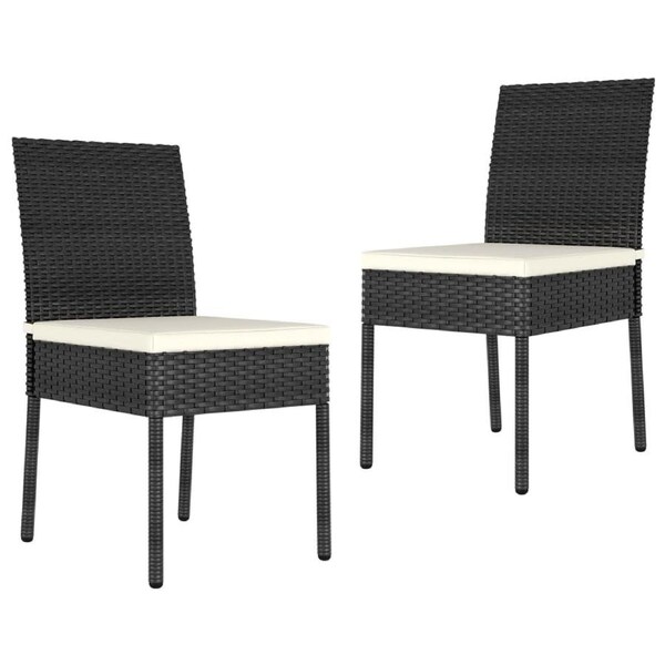 Garden Dining Chairs 2 pcs Poly Rattan Black vidaXL