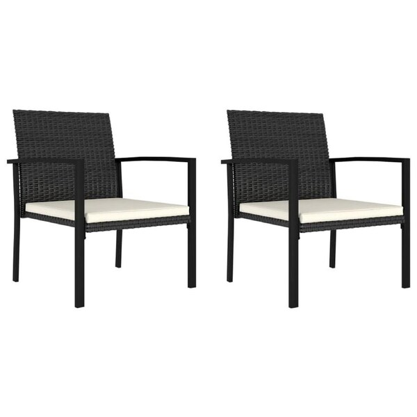 Garden Dining Chairs 2 pcs Poly Rattan Black vidaXL