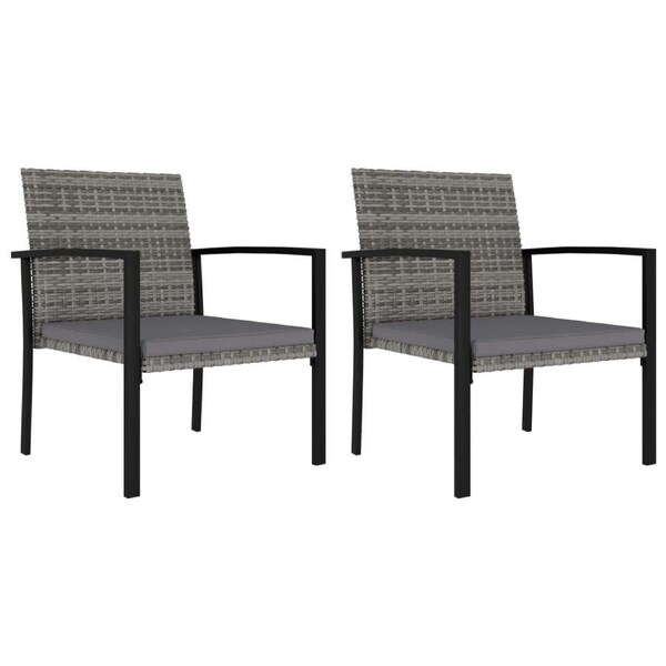 Garden Dining Chairs 2 pcs Poly Rattan Grey vidaXL