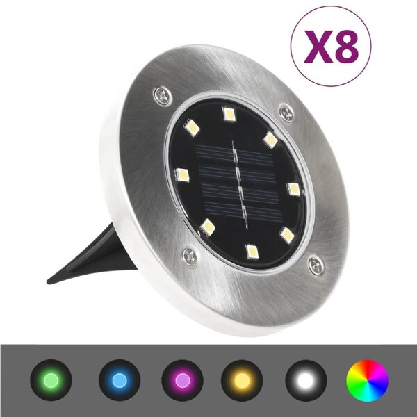 Solar Ground Lights 8 pcs LED Lights RGB Colour vidaXL
