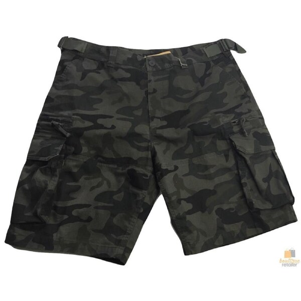 Deluxe Heavy Duty CARGO SHORTS 100% COTTON Drill Summer Work Adjustable Dark Camouflage / 32"