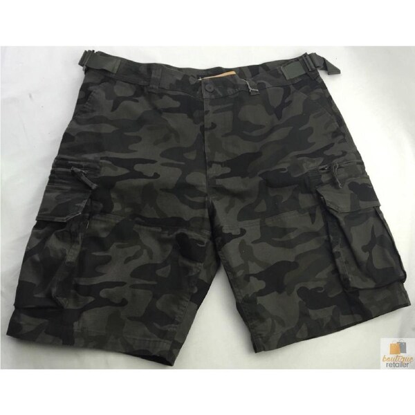 Deluxe PLUS SIZE CARGO SHORTS Heavy Duty Big Sizes 100% COTTON Drill Summer Camo / XL (42"/107cm)