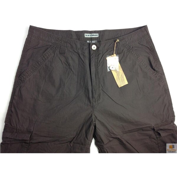 Mens 3/4 CARGO SHORTS Long Pants 100% COTTON Army Military Combat Summer Brown / Small (30")