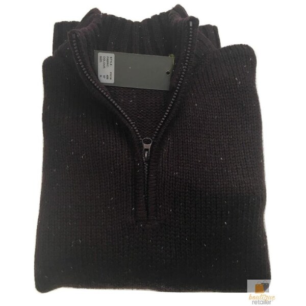 Mens Knit Jumper Pullover Sweater Knitted Casual Stretch Warm Winter 4 Button Mulberry 94 (KW16) / M
