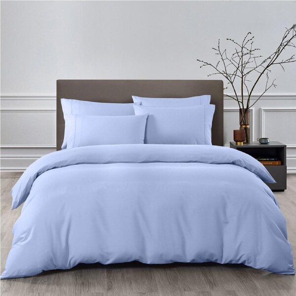 Royal Comfort 2000TC 6 Piece Bamboo Sheet & Quilt Cover Set Cooling Breathable Light Blue / Queen