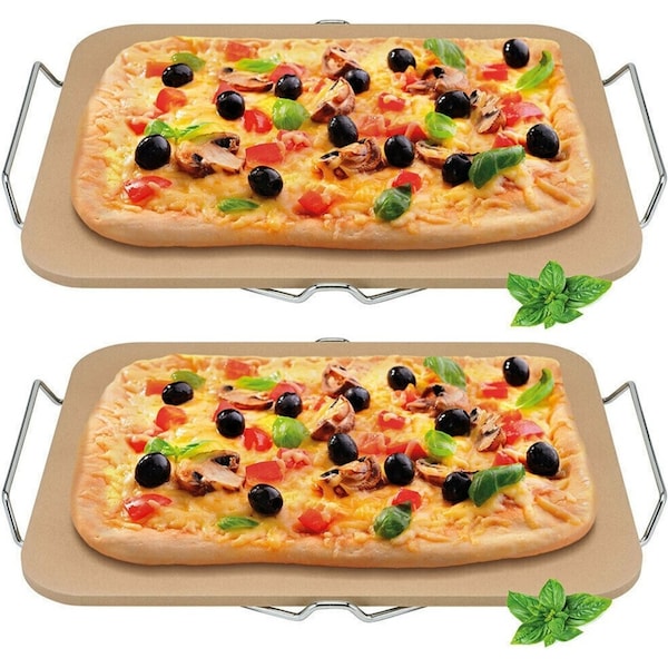 Avanti 2 Pack Rectangular 38cm Pizza Stone W / Rack