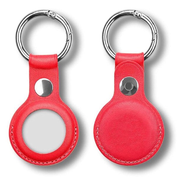 [2 pack] MEZON Red PU Leather Protective Case Holder for Apple AirTag Tracker with Keychain Ring (Leather, Red) – 2x FREE EXPRESS